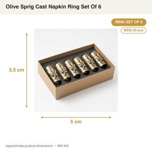 Juego de 6 Anillos para Servilletas de Latón Hechos a Mano, 5 cm, Latón Antiguo con Rama de Olivo para Decoración del Hogar, Hoteles y Bodas - Product Image 4