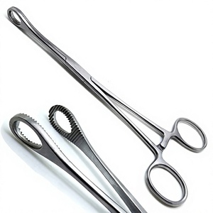 <b>Sponge</b> Holding Forceps Professional Surgical Instrument Stainless Steel Reusable Design with <b>Long</b> <b>Handle</b> Curved Serrated Jaws - Product Image 1