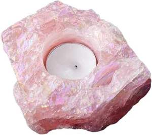 เชิงเทียนหินธรรมชาติสีขาวรูปทรงไม่สม่ำเสมอ ทำด้วยมือจากหินอาเกตและโรสควอตซ์ สำหรับงานขายส่ง เหมาะสำหรับการบำบัดด้วยพลังงานเรกิ ใช้กับเทียนทีไลท์ ตกแต่งบ้าน - Product Image 5