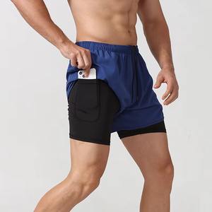 Pantalones Cortos Deportivos Personalizados al por Mayor con Logotipo Personalizado para Hombre, de Doble Capa, Compresión, Transpirables, Impermeables, Antiarrugas, Cintura Elástica, para Entrenamiento en el Gimnasio - Product Image 1