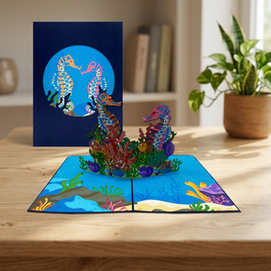 Meilleure Vente : Carte Pop-up Hippocampes 3D Faite à la Main en Papier Découpé au Laser, Design Personnalisé, Tendance Actuelle, Cadeaux de Saint-Valentin du Vietnam, Amour - Product Image 5