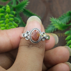 Sun Sitara <b>Ring</b> Pure 925 Sterling <b>Silver</b> <b>Ring</b> <b>Statement</b> Brown Stone Handmade Design <b>Ring</b> Christmas Gift Jewelry for Wife Women - Product Image 4
