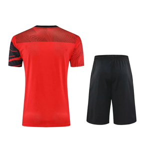 <b>Red</b> Men's Breathable Polyester Tennis Jersey With Black Shorts Set Sublimation Print Adult Uniform - Product Image 4