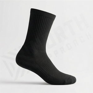 <b>Black</b> Crew <b>Socks</b> Solid Color Knitted Breathable Daily Wear Casual Adult <b>Socks</b> - Product Image 3