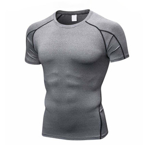 <b>Men</b> Regular Fit Turtleneck Short Sleeve Breathable Quick Dry Fitness Sports Training <b>Silk</b> Screen Printing Blank Formal <b>Shirt</b> - Product Image 5