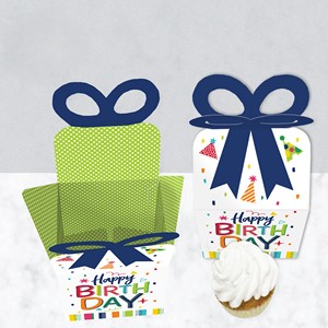 Boîte à cadeaux pour fête d'anniversaire TH CBB-553 avec poignée décorative en ruban et motif à pois vibrant pour les bonbons et les friandises - Product Image 3