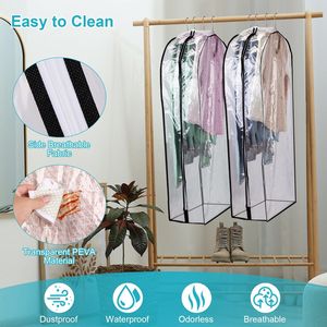 5 Pack <b>Clear</b> Transparent Hanging Garment <b>Bag</b> Dustproof and Waterproof Storage Cover for Suits Sweats Other Garments - Product Image 3