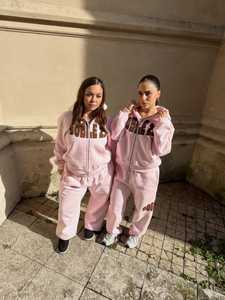 Custom Women's Hooded <b>Velour</b> <b>Tracksuit</b> Winter Printed Front Logo Heavyweight Fleece Lined Casual Streetwear with Kangaroo Pocket - Product Image 5