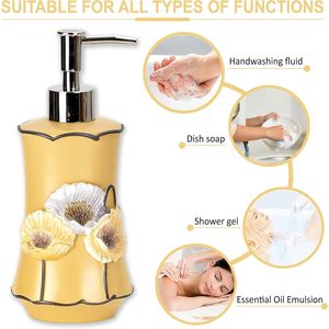 Set Moderno di 4 Accessori Bagno Poppy Fields Giallo con Dispenser Sapone Liquido, Bicchiere, Porta Spazzolino e Portasapone - Product Image 6