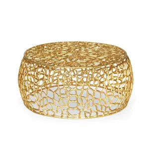 Mesa de Centro de Hierro Contemporánea, Decoración de Interiores de Lujo para el Hogar, Mesa Auxiliar Moderna Hecha a Mano, Diseño Costero Extraíble para Sala de Estar - Product Image 1