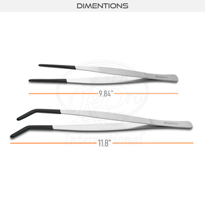 2 pinces à nourrir les reptiles en acier inoxydable, courbées et droites, avec pointe recouverte de PVC, 9,8 et 11,8 pouces, à prise dentelée, pour reptiles - Product Image 3