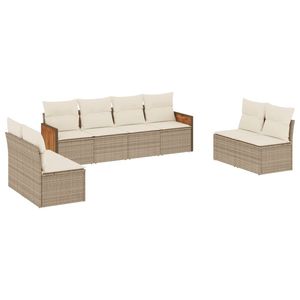 Grand ensemble de canapés de jardin en rotin PE beige, acier thermolaqué, tissu – Mobilier d'extérieur haut de gamme - Product Image 2