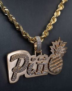 Pendentif Lettre en Moissanite Thème Ananas Plaqué Or 18K Argent 925 Style Hip Hop Bijoux Homme Pendentif Quotidien - Product Image 6