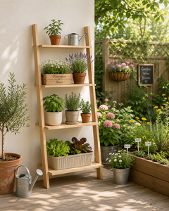 Estante de escalera de madera maciza con 4 niveles para decoración del hogar, almacenamiento y exhibición de libros o plantas - Product Image 6