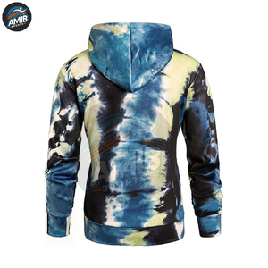 Sweat-shirts à capuche tie-dye pour hommes, en tissu polaire, avec logo personnalisé, en coton mélangé de haute qualité, en vente. - Product Image 3