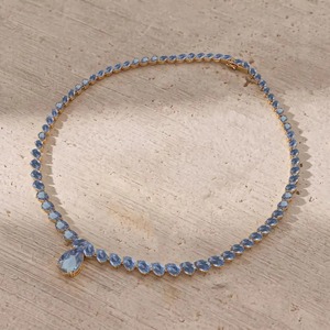Collar de tenis con corte de pera de alejandrita, collar de piedras preciosas para mujer, joyería de oro, joyería de alejandrita hecha a mano para mujer - Product Image 4