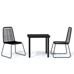 Ensemble de salle à manger de jardin en acier noir avec revêtement en poudre, 2 places, mobilier d'extérieur moderne - Product Image 2