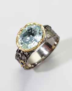 Anillo de Plata 925 con Aguamarina en Forma de Rama, Diseñado para una Elegancia Inspirada en la Naturaleza, con un Suave Brillo Azul Oceánico y un Atractivo de Joyería Artesanal Atemporal - Product Image 3