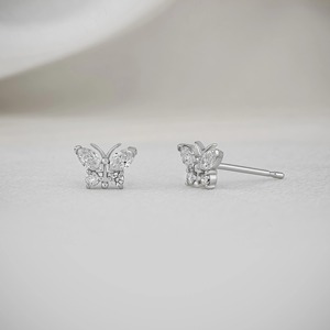 18k Gold Diamond Butterfly <b>Stud</b> <b>Earring</b> Dainty Natural Diamond Insect Design Individual <b>Earring</b> Minimalist Fine Jewelry EarStack - Product Image 4