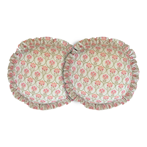 Fundas de Cojín Redondas con Volantes de Lino y Poliéster de Diseño para Hogar, Hotel y Decoración de Interiores, Funda de Cojín Floral - Product Image 1