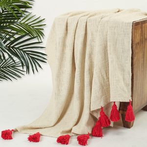 100% Cotton Jacquard Handmade Throw Blanket Classic Collection Fringes 125x150 cm All-Season Bedding Decorative Handmade - Product Image 2