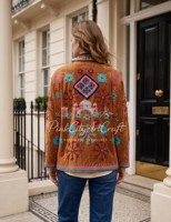 Veste florale brodée Suzani pour femmes, style bohème coloré, ouverte sur le devant, manches longues, faite à la main, ethnique, automne-hiver, 100% coton canvas