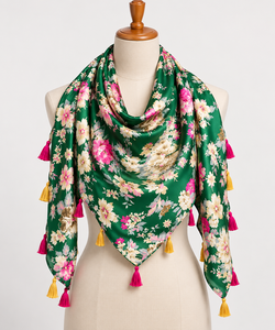 Elegant Floral Printed <b>Silk</b> Square <b>Scarf</b> for <b>Women</b> Multi-Functional Fashion Accessory All Seasons - Product Image 3
