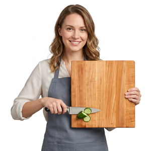 Planche à découper carrée en érable de la collection artisanale série B, 12"x12"x1.5", avec pieds et poignée durable pour couteau, pour usage en cuisine - Product Image 1