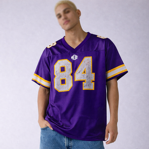 เสื้อเจอร์ซีย์อเมริกันฟุตบอลแบบตาข่ายสุดเทรนด์ปี 2026 เสื้อแขนสั้นสไตล์สตรีทแวร์สำหรับทุกเพศ ออกแบบลายทีมได้ตามต้องการ ผู้ผลิตเสื้อยืดแบบ OEM - Product Image 6