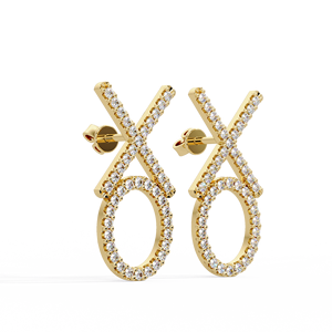 Trendy XO Diamond Screw <b>Back</b> <b>Earrings</b> 14K Pure Gold Round Cut Lab Grown Diamond Sparkling Pave set Stud Elegant <b>Earrings</b> - Product Image 3