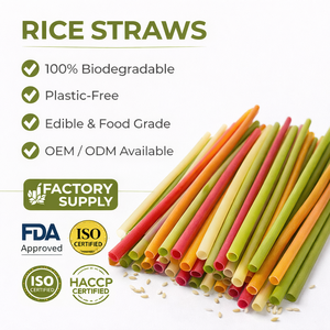 Pailles à boire jetables 100% organiques, naturelles, comestibles, en paille de riz, en paille de blé, écologiques, pour le camping, échantillon gratuit - Product Image 1