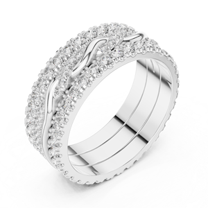 Bagues en Moissanite pour Femmes, Large Bande, Coupe Ronde, Multi-rangs de Diamants, Cadeau d'Anniversaire de Mariage - Product Image 2