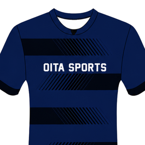 Camiseta de Rugby Azul Marino y Negra de Manga Corta con Cuello Redondo, Uniforme de Equipo a Rayas, Personalizable, Transpirable, para Entrenamiento Deportivo - Product Image 3