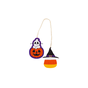 Ornement de maison hantée d'Halloween avec nœud orange et motif de crâne, décoration à suspendre, objets décoratifs, accents personnalisés - Product Image 2