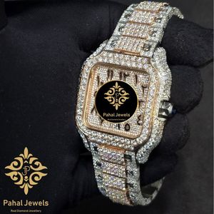 Montre mécanique à cadran carré avec bracelet en cristal, ton or, incrustation de diamants, montre-bracelet de soirée pour cadeau - Product Image 1