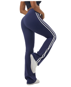 Leggings de yoga taille haute à jambe évasée, longueur intégrale, vert olive uni, en Spandex et Nylon, sans couture, extensibles dans les quatre sens, taille élastique - Product Image 3