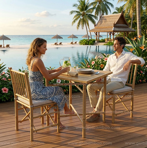 Modern Eco-friendly <b>Bamboo</b> Dining <b>Table</b> with Knock-down Design for Home Kitchen Hotel Villa Courtyard Use - Product Image 2