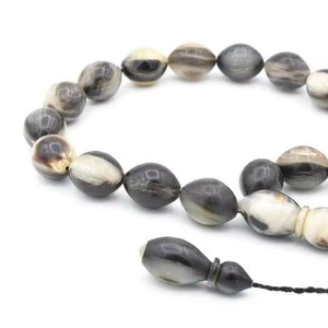 Rosario Islámico Tasbih Hecho a Mano con Cuentas de Cuerno de Búfalo Natural de Alta Calidad, 33/100 Cuentas Redondas, Artículos de Colección, Cuentas de Oración Tradicionales del Golfo - Product Image 5
