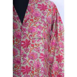 เดรสผู้หญิงผ้าฝ้ายพิมพ์ลายดอกไม้ ระบายอากาศได้ดี เป็นมิตรกับสิ่งแวดล้อม 100% แขน 3/4 คอวี ติดกระดุม ทรงเข้ารูป สำหรับงานกลางคืน งานทางการ เซ็กซี่ - Product Image 3