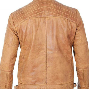 Finer Threads Quick Dry Vintage Style Genuine Leather Jacket for <b>Men</b> Autumn Sustainable Breathable Anti-Wrinkle Comfortable - Product Image 4