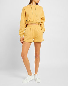 CLOVIX SPORTS Women <b>Tie</b> Dye Crop Hoodie Sweatshirt Shorts <b>Set</b> Cotton Fleece Two Piece Fashion Casual Sportswear - Product Image 4