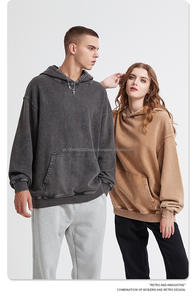 Custom Logo Vintage Soft <b>Hoodie</b> <b>for</b> <b>Men</b> 420 Grams Puff Printed <b>Oversize</b> Acid Washed Heavyweight with Hooded Collar Fashion ODM - Product Image 2