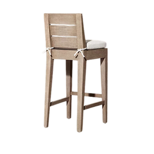 Chaise de bar scandinave en teck massif, coussin en tissu de qualité supérieure, structure durable et assise confortable, design minimaliste - Product Image 5