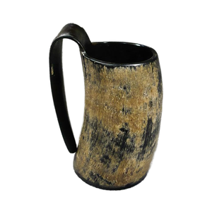 Taza de cuerno para beber tallada de León vikingo envejecido, jarra de cuerno de búfalo pulido, artesanía inspirada en concha Natural hecha a mano - Product Image 1