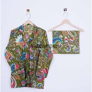 Ensemble de pyjama floral 100% coton pour femmes, respirant, vintage, décontracté, manches longues, tricot doux, 2 pièces, design personnalisé - Product Image 2