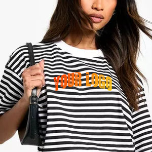 Camiseta de Verano para Mujer, Moderna, de Manga Corta, Corte Regular, Blanca y Negra, Lisa, Informal, con Apliques, Talla Grande, 100% Algodón, Personalizable - Product Image 5