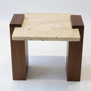 Mesa auxiliar contemporánea con tablero de travertino para sala de estar B2B de la India - Product Image 4