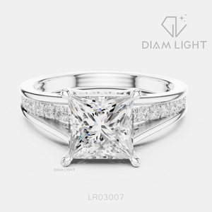 Bague de fiançailles en diamant de laboratoire taille princesse 2,15 carats en or blanc massif 14 carats, couleur F+, clarté VS+, bijoux fins pour femme, cadeau - Product Image 1