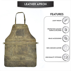 Premium Genuine <b>Leather</b> <b>Apron</b> Wholesale 2026 New Arrival Adjustable Cross Back Design Custom Logo High Quality Craftsmanship - Product Image 2