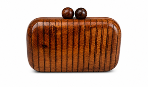 Bolso de Mano de Madera Pulida Hecho a Mano, Forma Rectangular, Asa de Nudillo, Diseño Sólido, Moderno y Minimalista, para Fiesta - Product Image 3